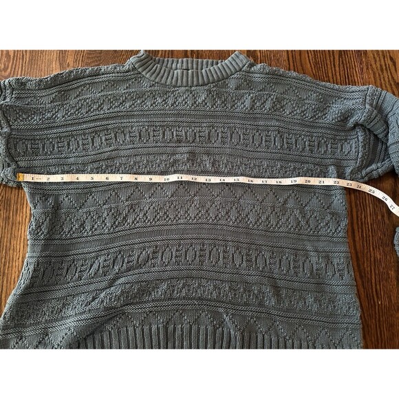 Vintage Finalist Fisherman Cable Knit Cotton Blue Sweater Mens Size L Grandpa - Picture 6 of 7